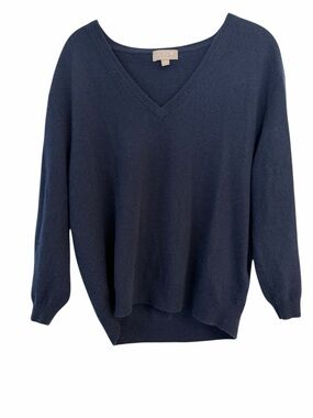 J CREW CASHMERE SWEATER OVERSIZED 3/4 Sleeve Soft NAVY SIZE XS